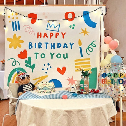 Happy Birthday Background Tapestry Cloth