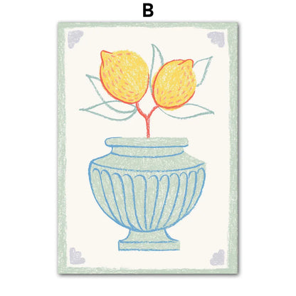 Retro Flowers Vase Gallery Colorful Funky Poster