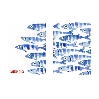 Retro Blue Sardine Canvas Poster