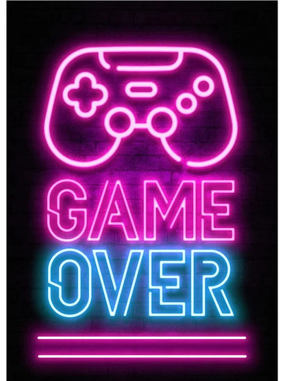 Neon Art Happy Gaming Zone Games Room Poster