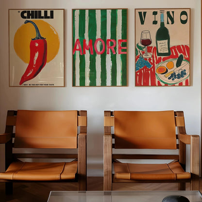 Amore Green Striped Canvas Print