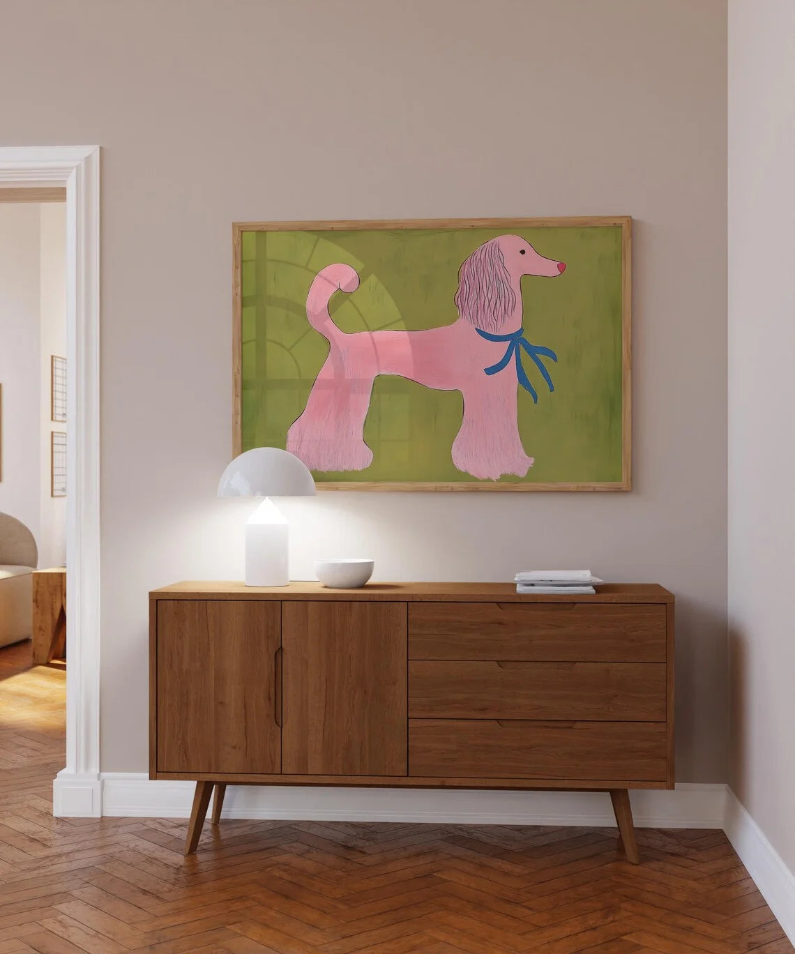 Pink Poodle Wall Art Print