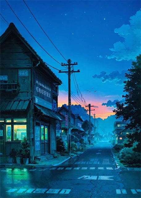 Japanese Street Scenery Sakura Architecture Canvas Posters