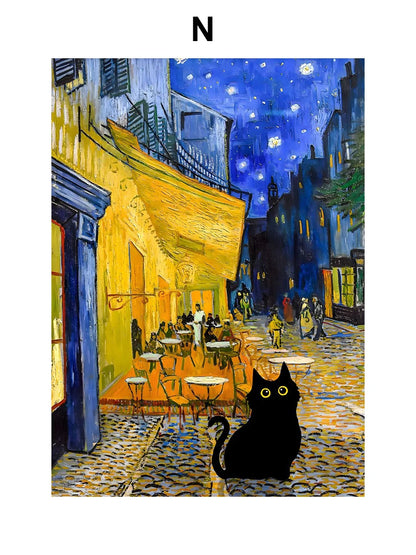 Funny Black Cat Art Matisse Monet Van Gogh Posters