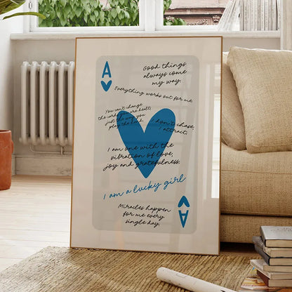Ace Card Positive Sayings Canvas Wall Art