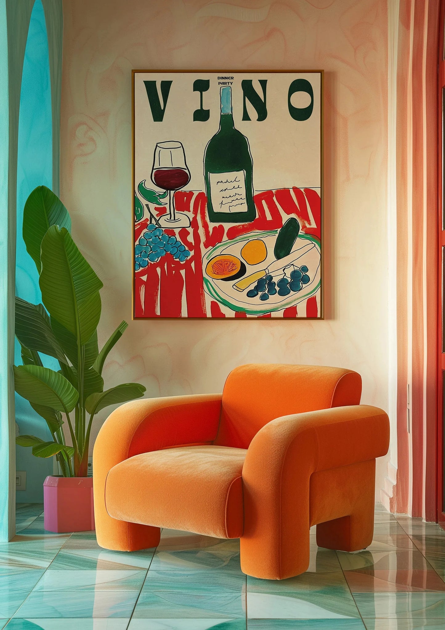 Amore Green Striped Canvas Print