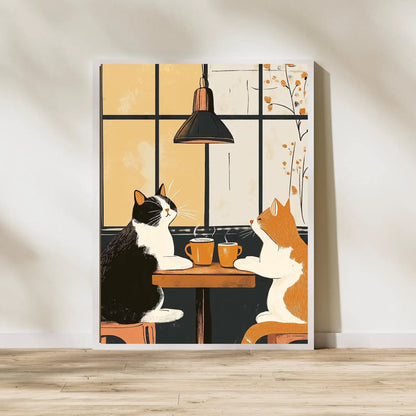 Funny Cat Coffee Wall Art