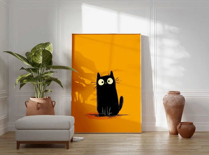Black Cat Poster, Cute Cat Wall Art Print