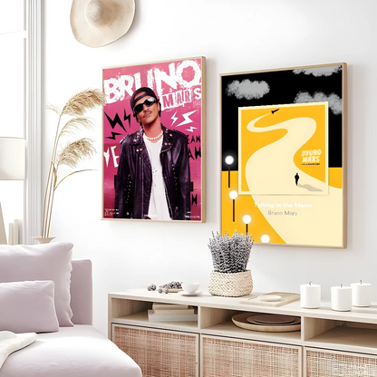 Singer B-Bruno M-Mars Album Poster Sticky Wall Art Printing Waterproof Home Living Bed Room Bar Aesthetic Decor