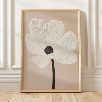 Retro Beige Floral Line Print