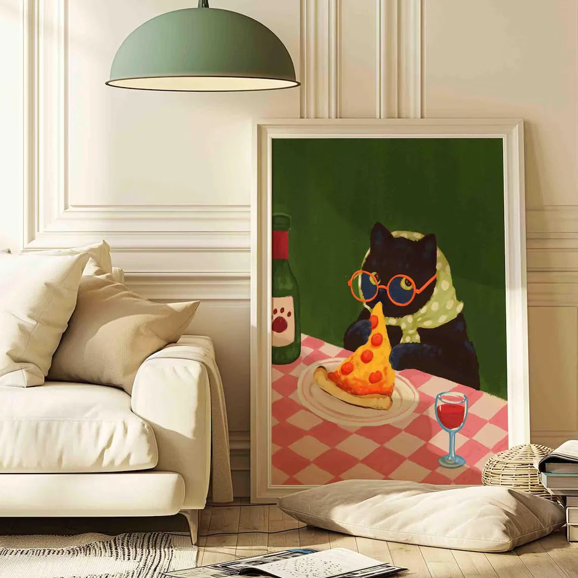 Cozy Diner Cat Wall Art - Charming Print
