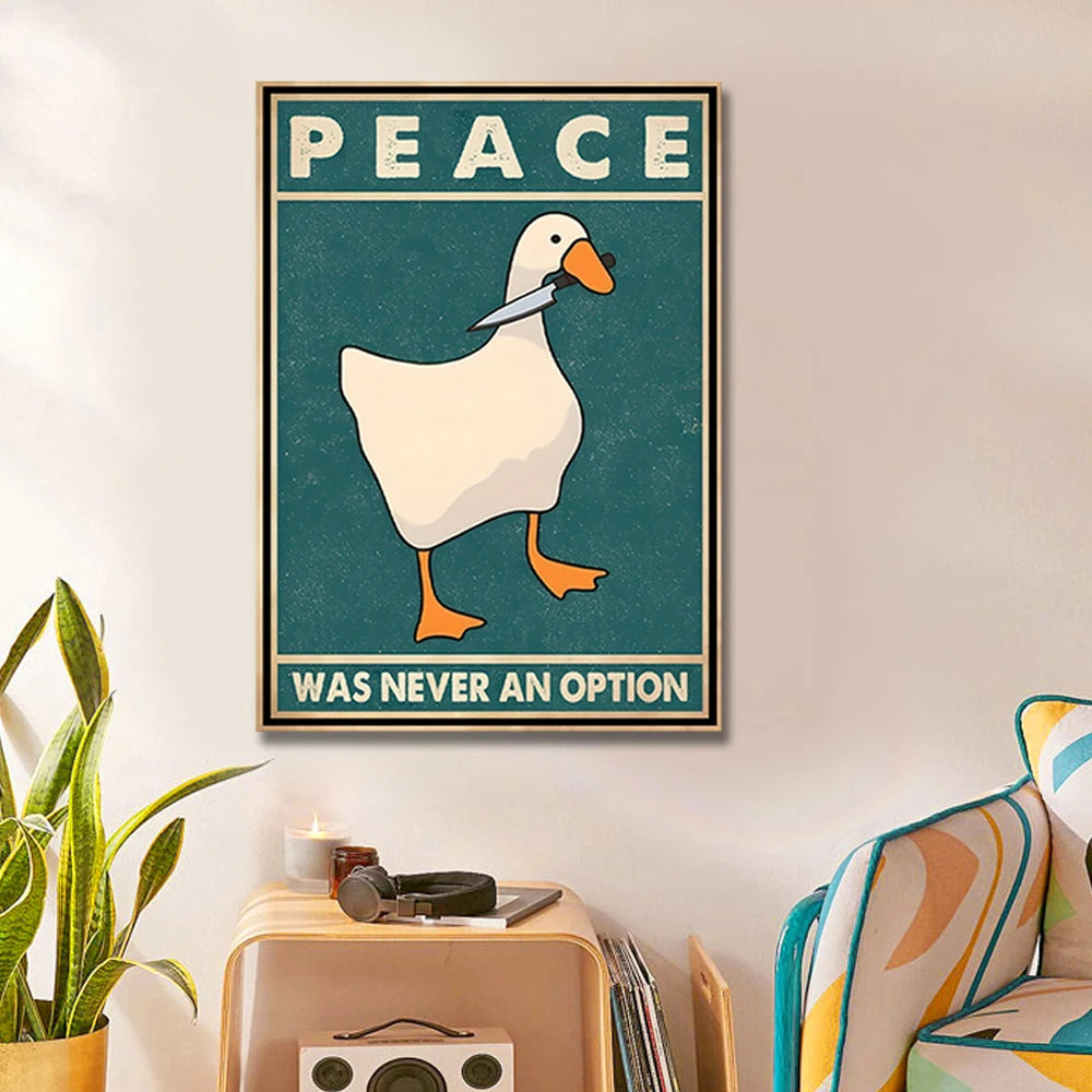 Goose Peace Was Never An Option Funny Goose Canvas Prints