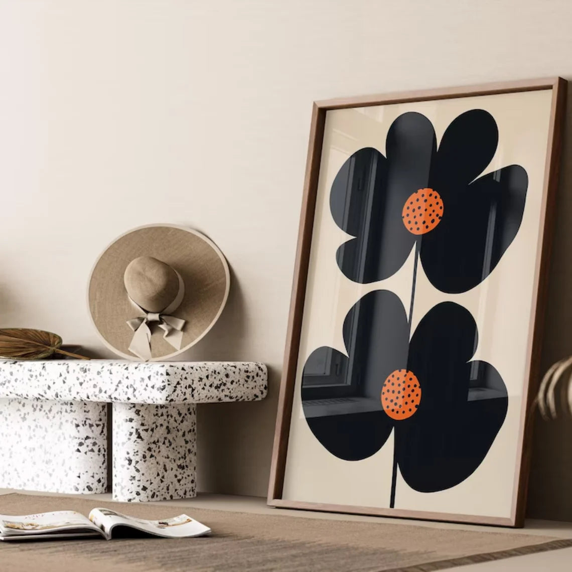 Mid-Century Modern Minimalist Floral Art Print
