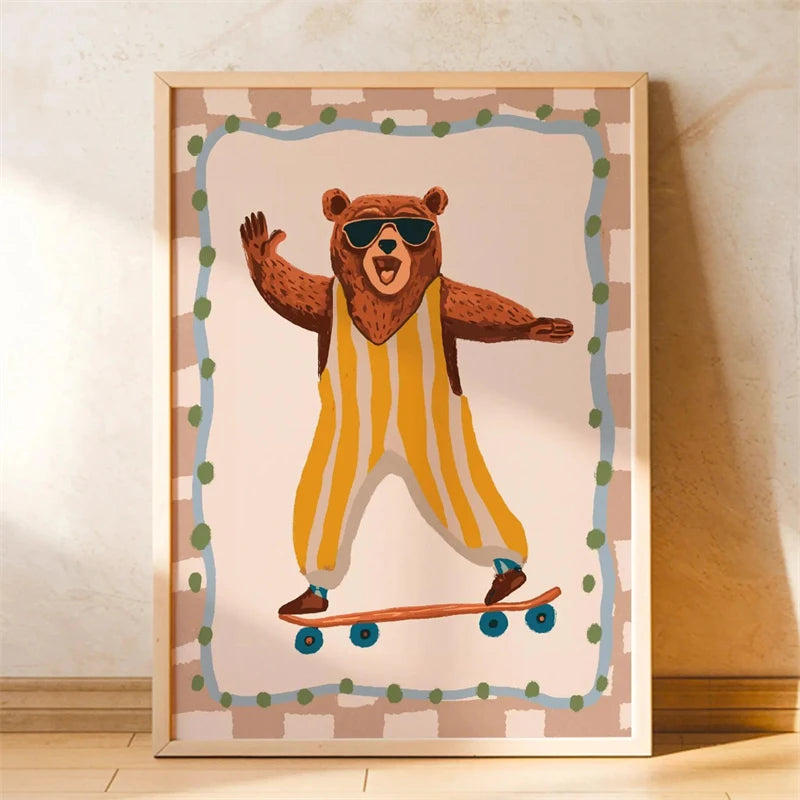 Trendy Playful Animal Poster Kids