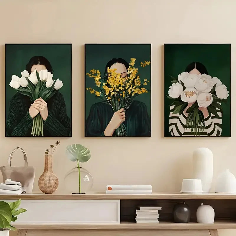 Green Abstract Figures Canvas Print