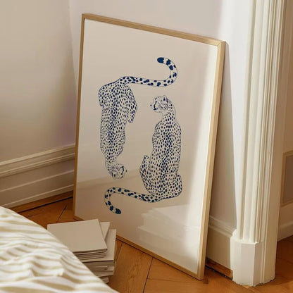 Blue Cheetah 8 Ball Kiss Newspaper Wall Art Prints