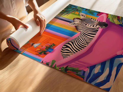 Stylish zebra-inspired design for bold wall decor.
