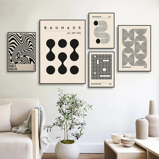 Abstract Bauhaus style geometric wall art poster for modern home decor


