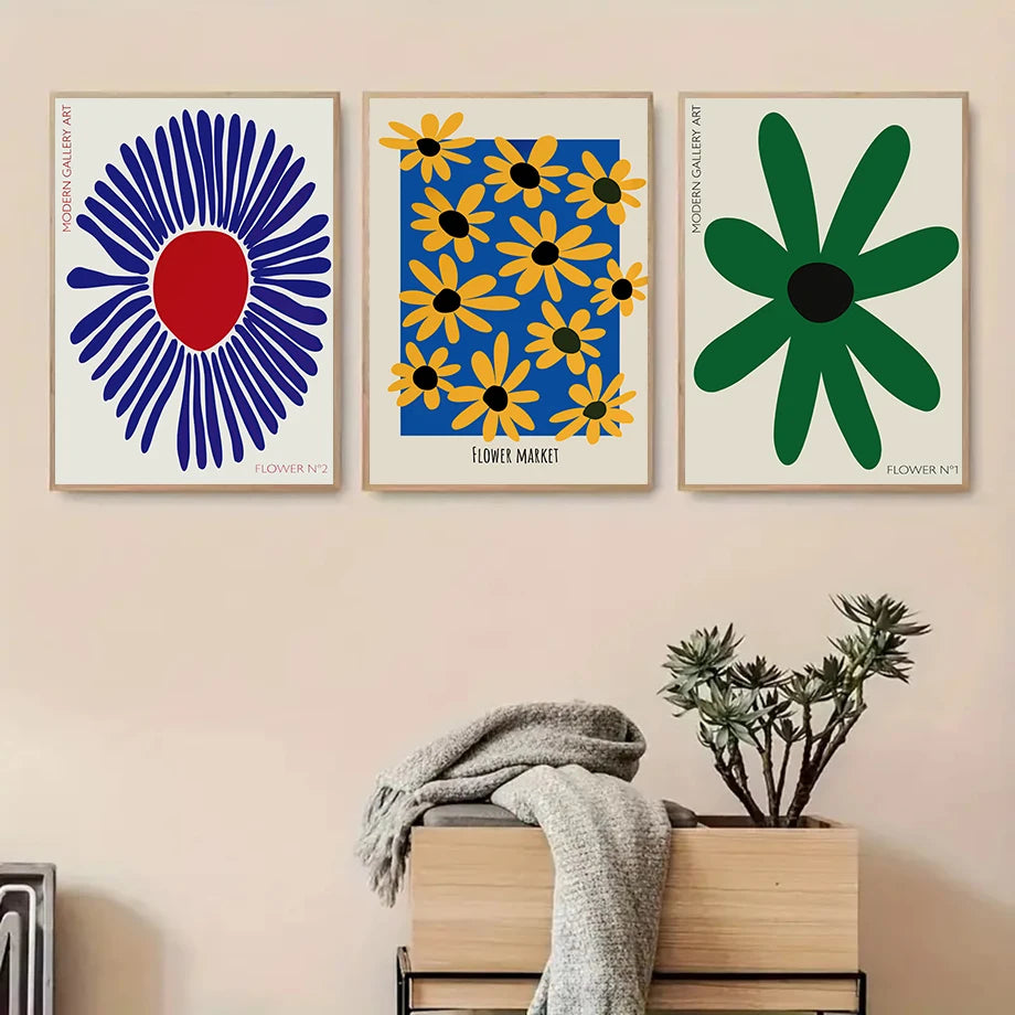 Elegant abstract flower mural prints for home and office decoration

