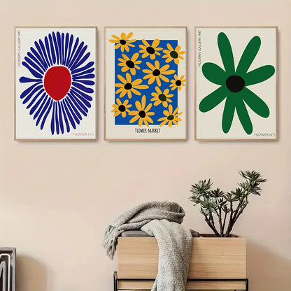 Elegant abstract flower mural prints for home and office decoration

