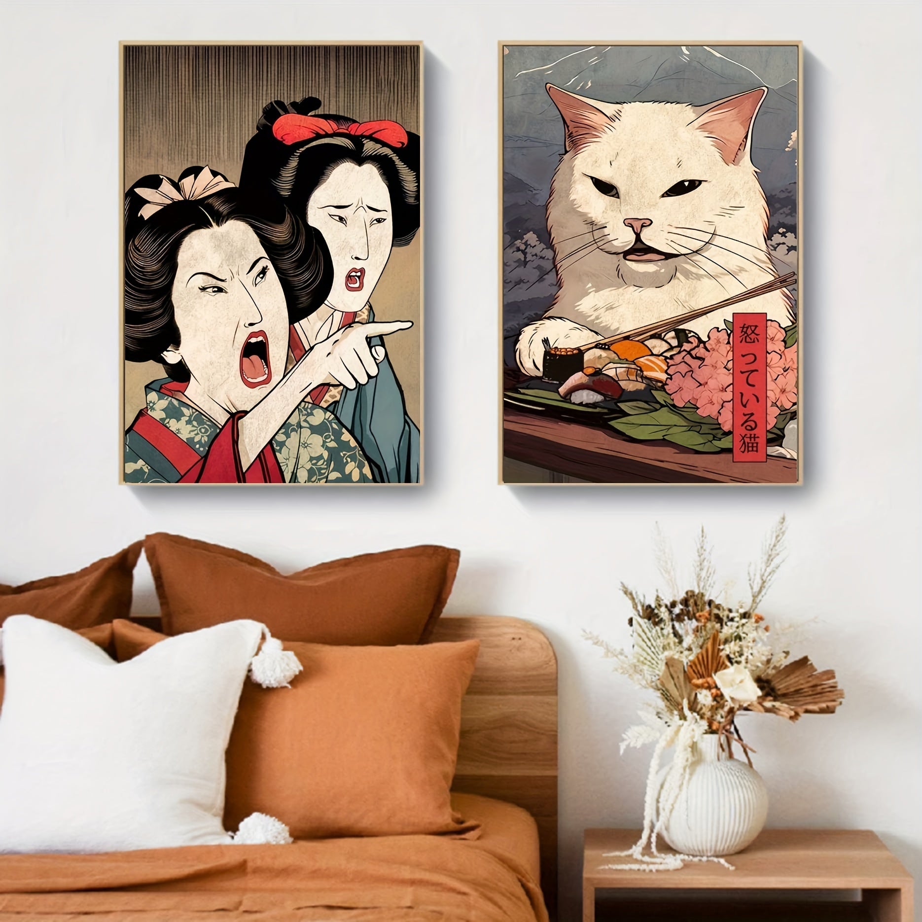 Minimalist Japanese art prints for bedroom and living room decor
