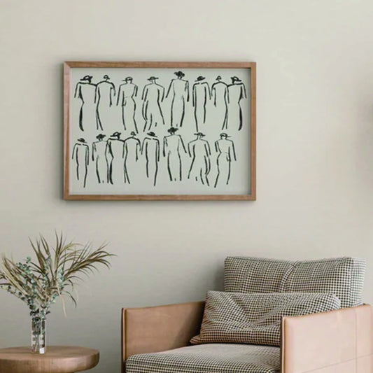 Modern abstract vintage line art sketch for living room wall decor

