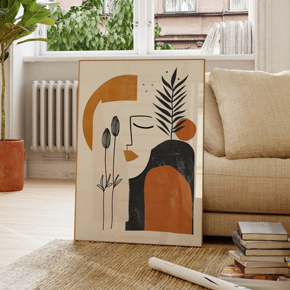 Abstract modern botanical art print for stylish living spaces

