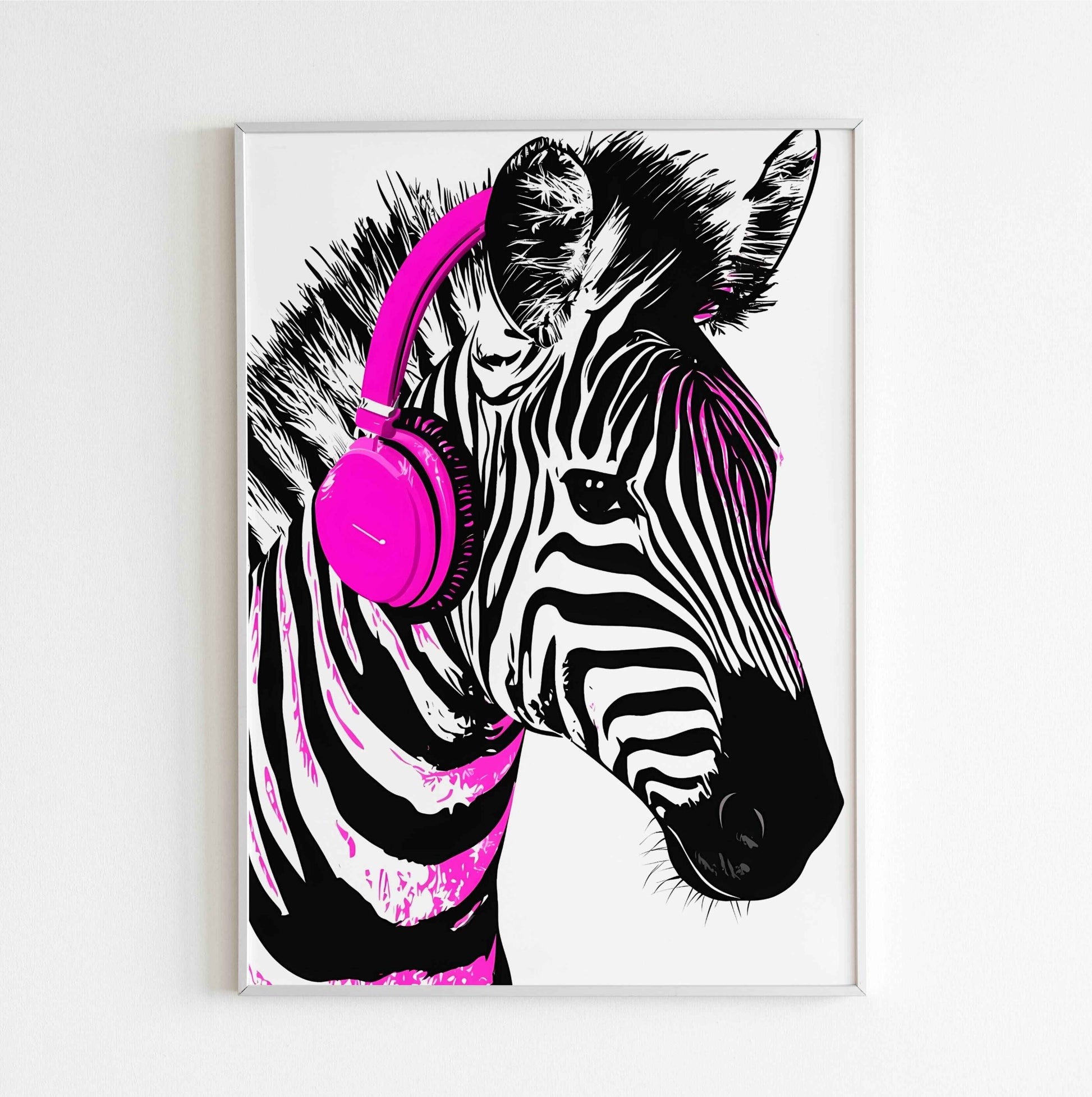 zebra beats animal music theme poster digital download for bold decor
