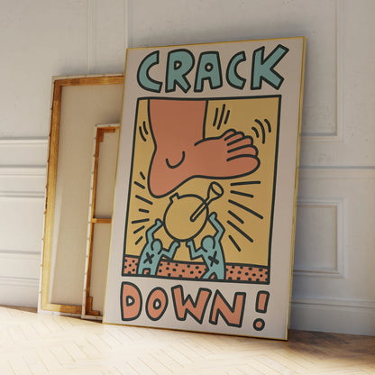 Crack down themed wall art in contemporary abstract print style

