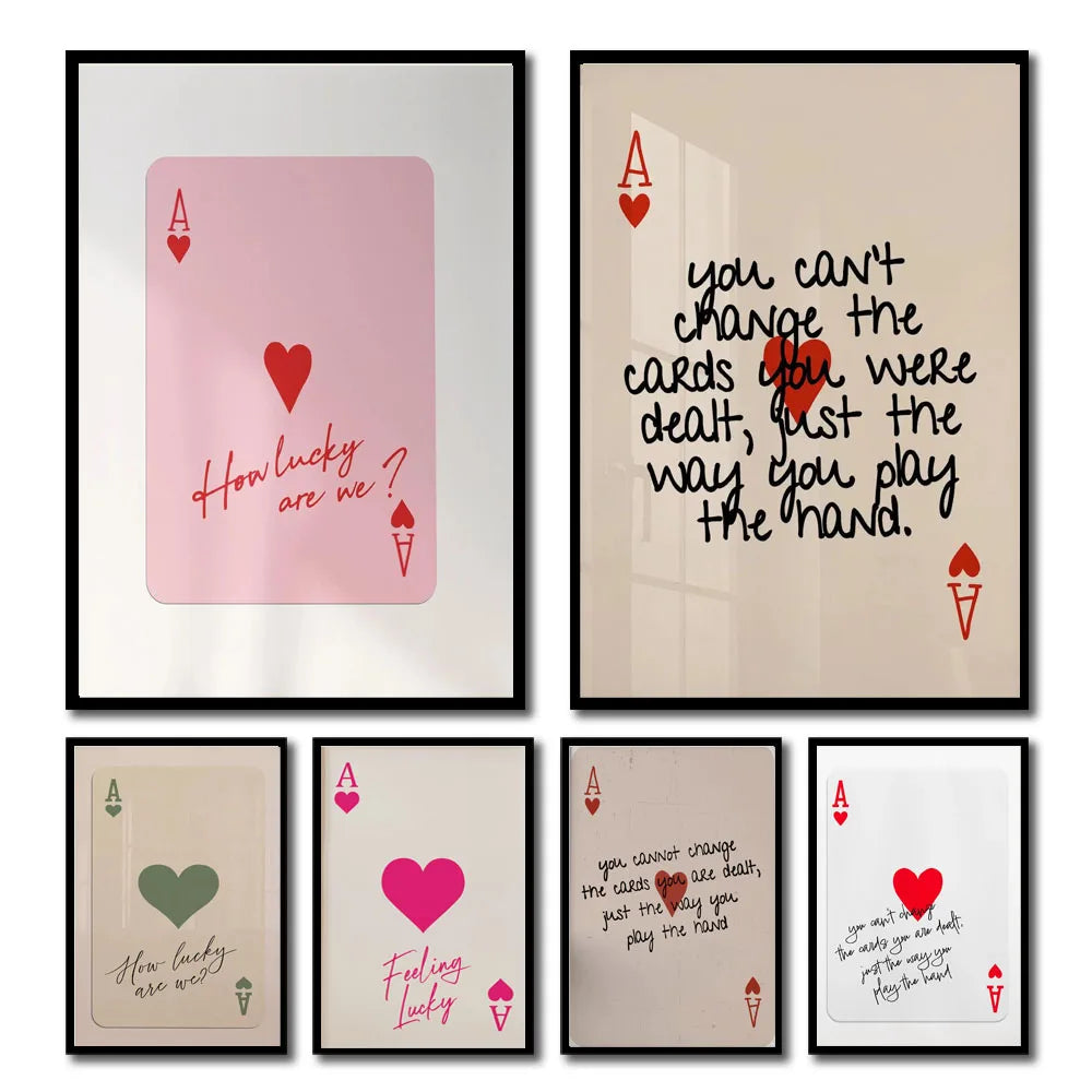Ace card positive sayings canvas wall art for bedroom
