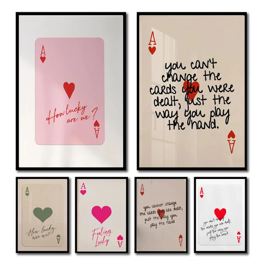 Ace card positive sayings canvas wall art for bedroom