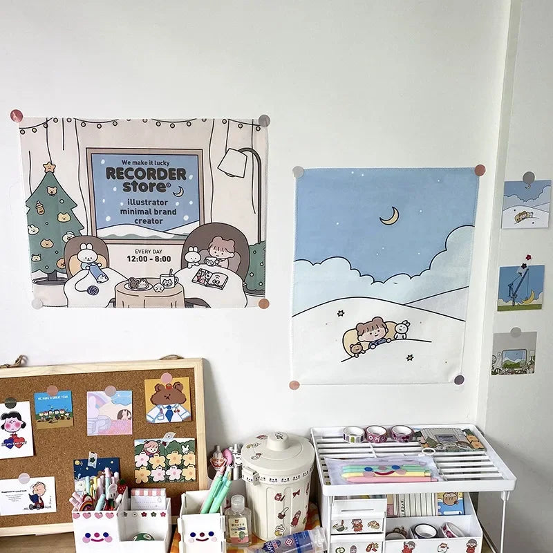 Aesthetic room decoration with cute wall tapestry

