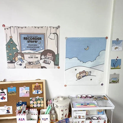 Aesthetic room decoration with cute wall tapestry


