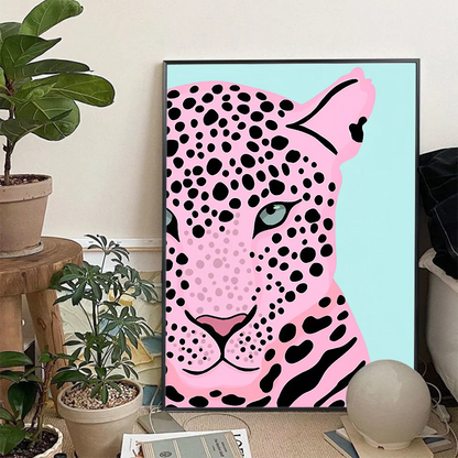 Leopard and tiger fusion art print with empowering theme

