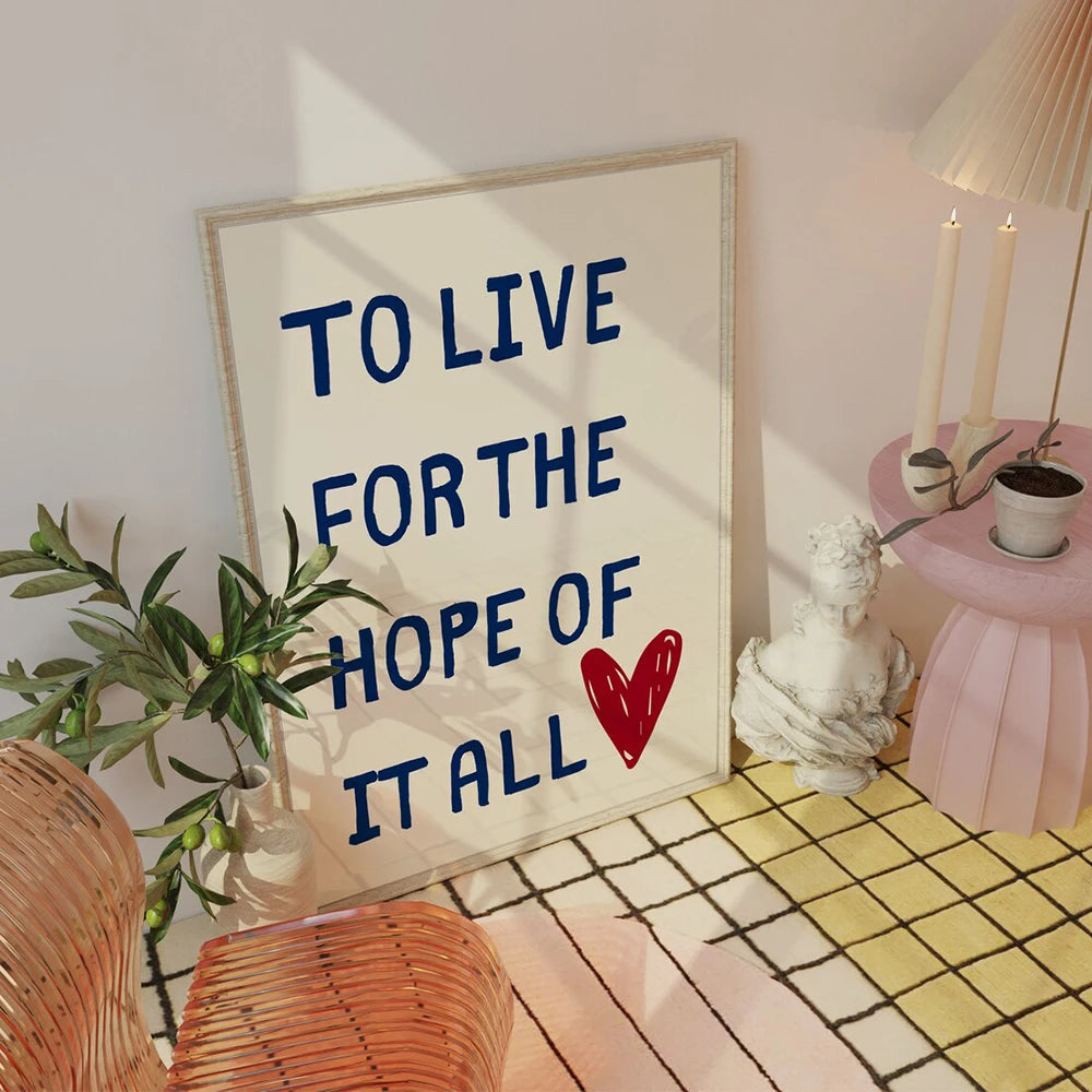 Trendy canvas painting with August quote typography

