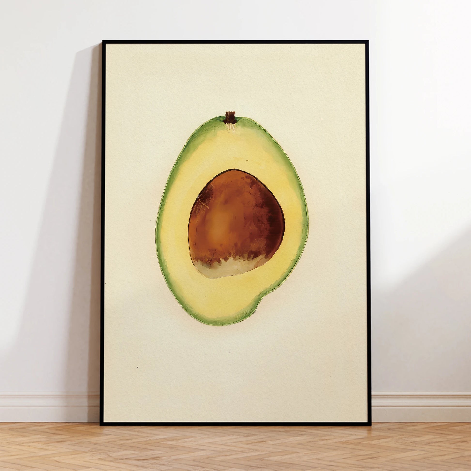Artistic avocado illustration wall poster for kitchen or dining room

