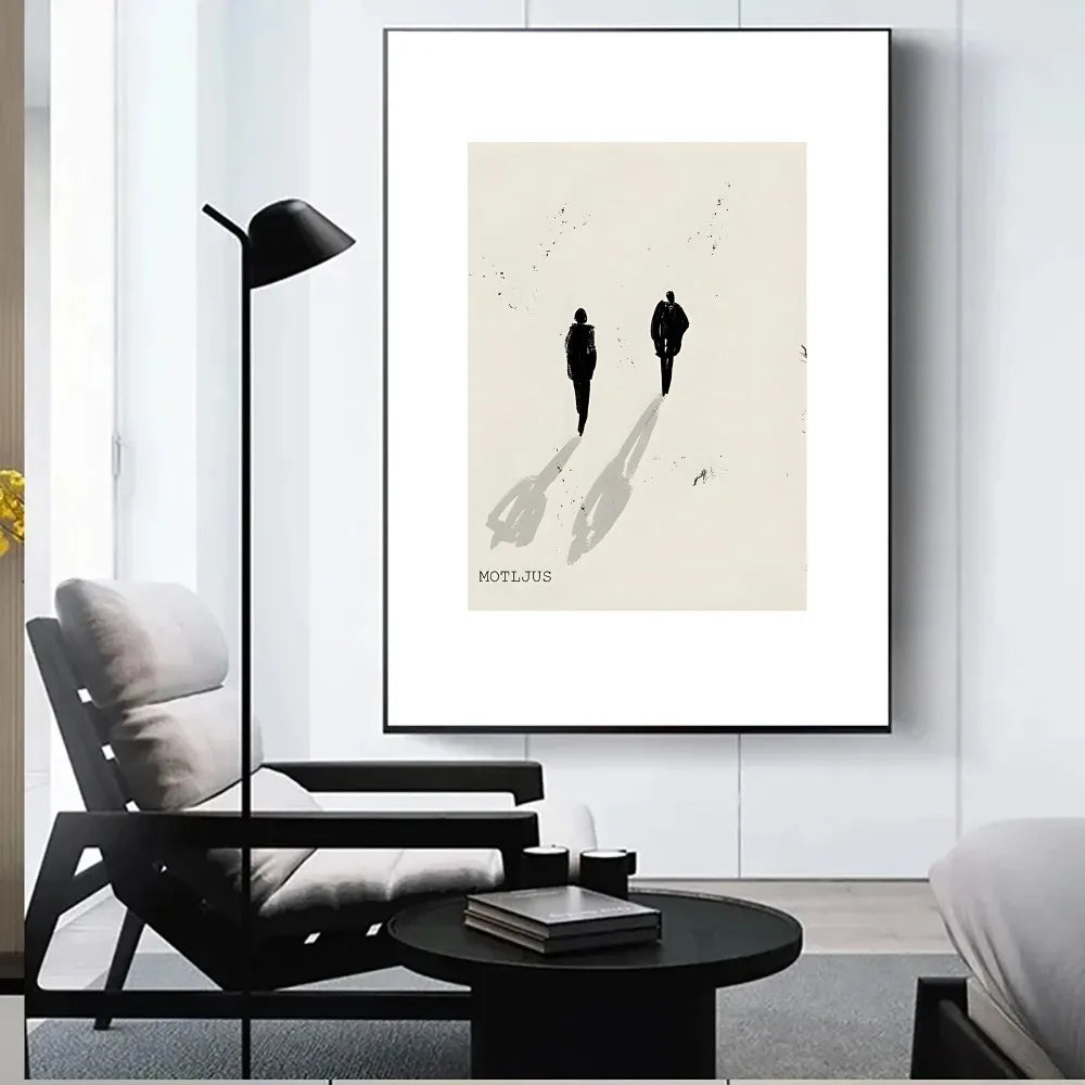 Beautiful abstract lines girl wall art for modern living room
