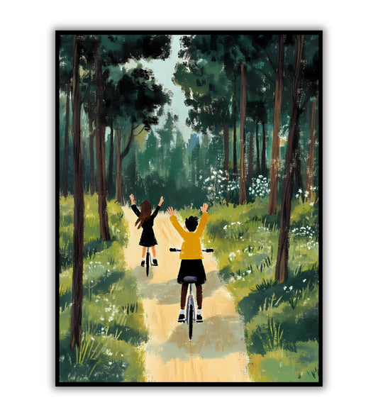 Bicycle Ride poster for cycling enthusiasts and minimalist wall decor.	