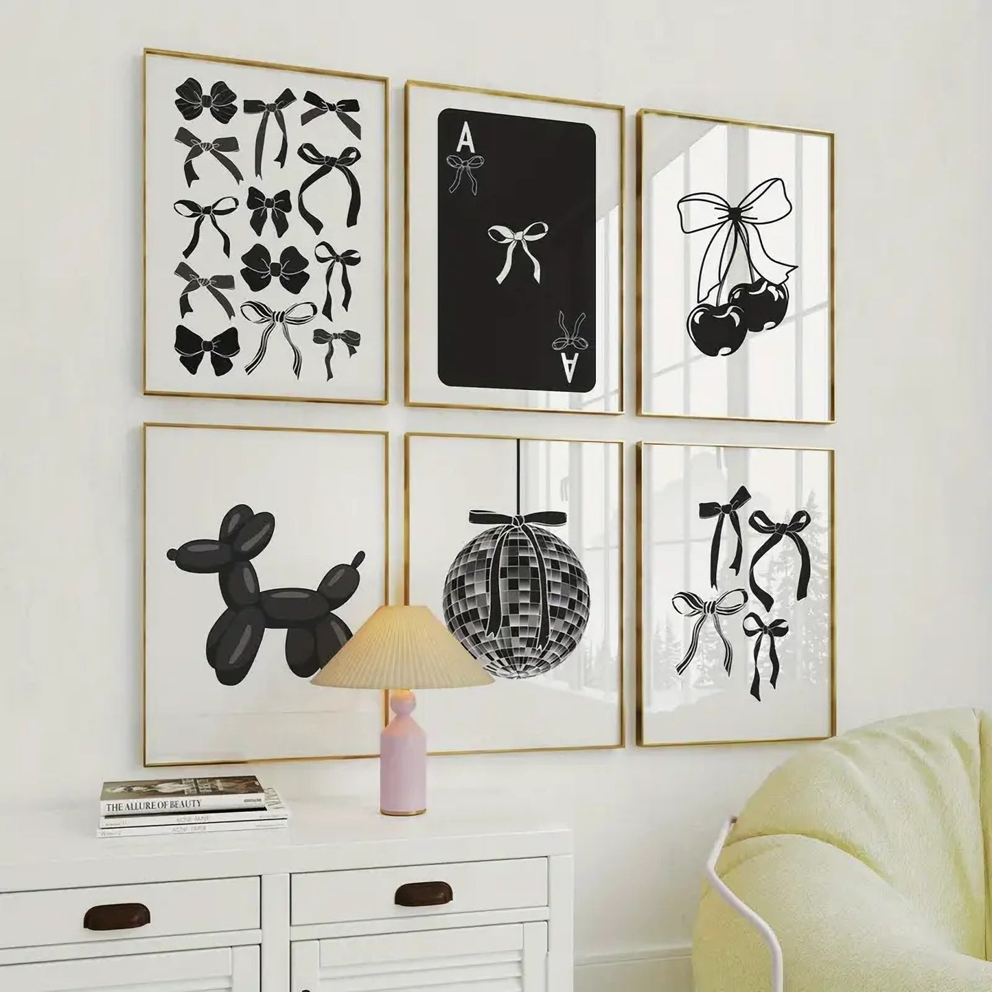 Modern Art Deco bowknot wall art set for living room, bedroom, or office decor





