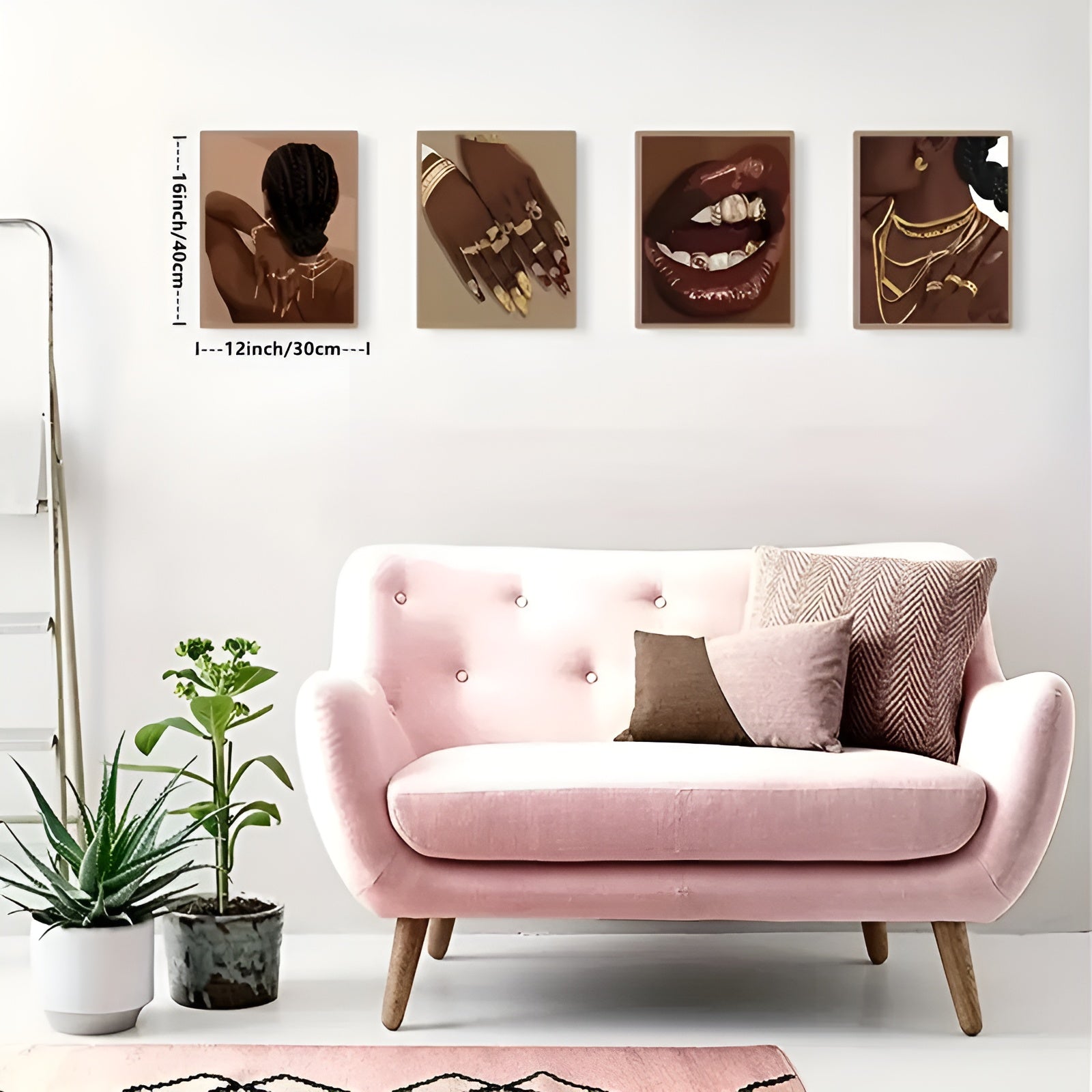 Frameless black woman art prints for modern and winter-themed interior decor
