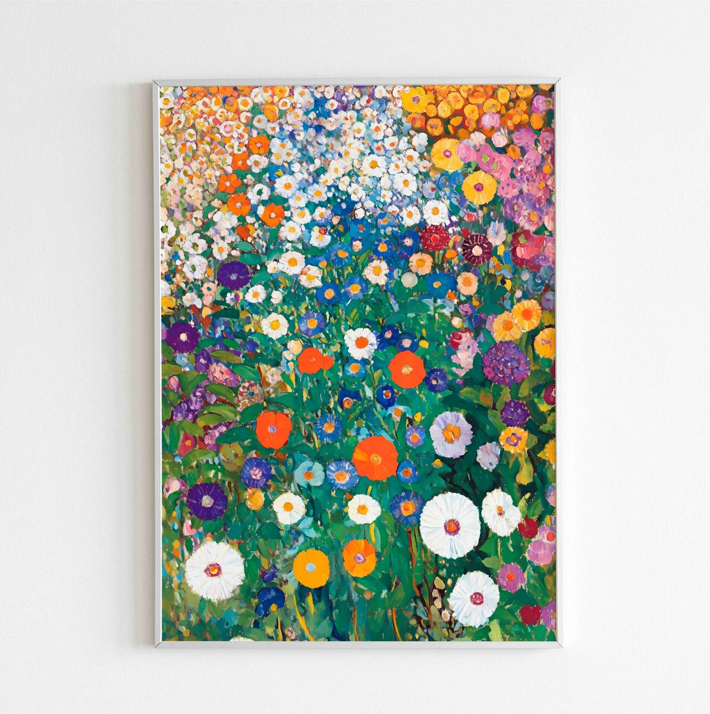 Klimt’s blooming garden floral art print digital download for nature-inspired decor
