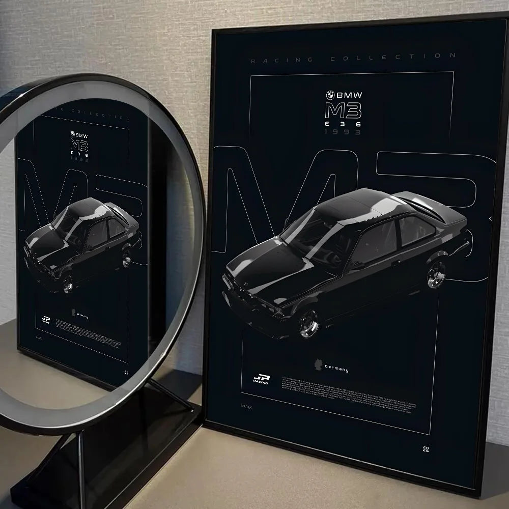 BMW M3 M4 M5 aesthetic poster for garage, man cave, and workspace
