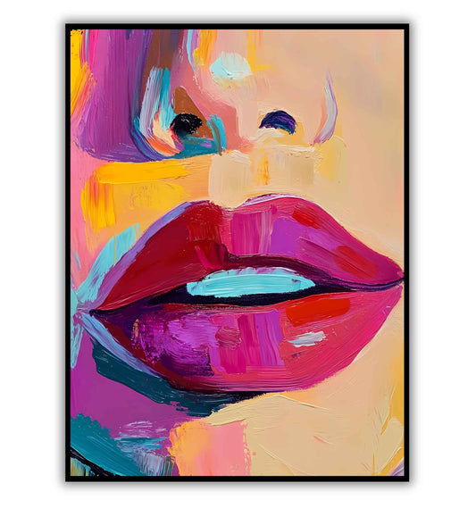 Bold lips fashion-inspired wall art poster for modern decor	