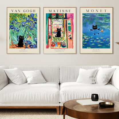 Vintage art posters inspired by Van Gogh, Matisse, and Monet
