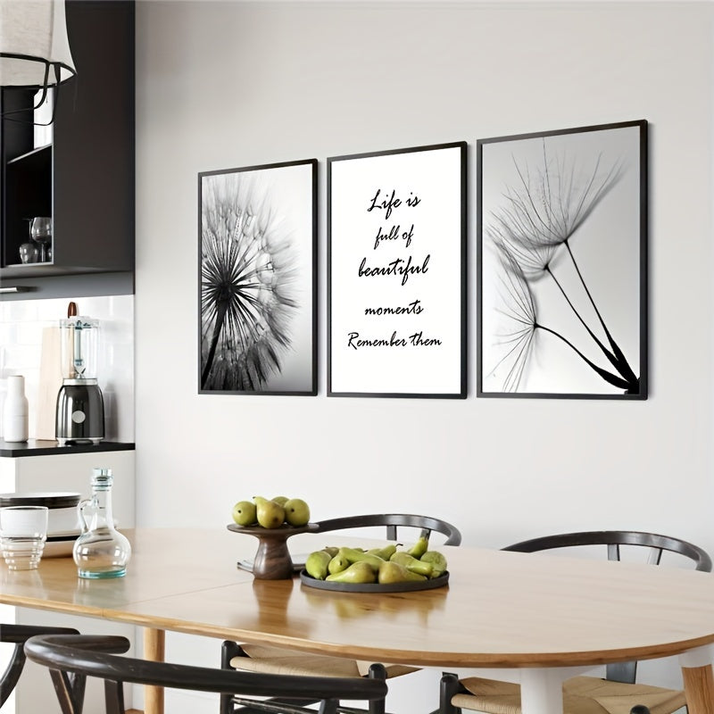 Monochrome dandelion art print for modern interiors
