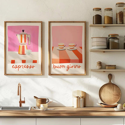 Cafe style Italian coffee wall art for living room
