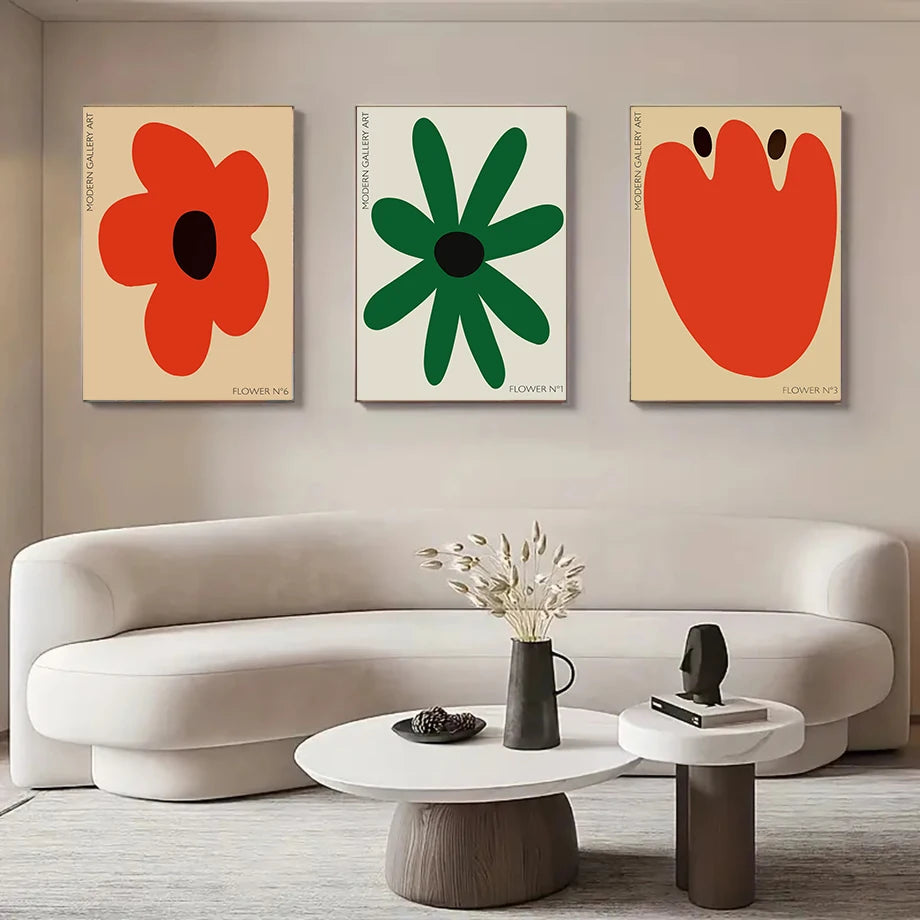 Canvas decorative painting with abstract floral design for modern interiors

