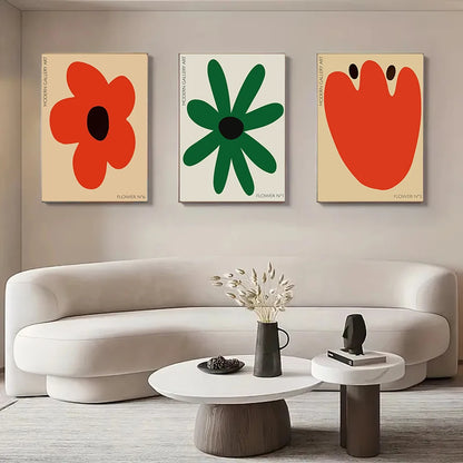Canvas decorative painting with abstract floral design for modern interiors

