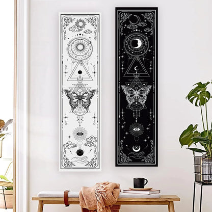 Vertical moon and sun wall hanging for gothic themed home decoration

