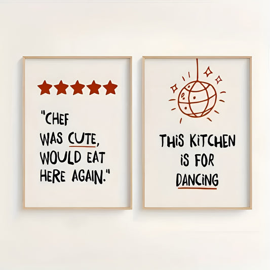 Playful "Chef Was Cute" canvas print, a stylish and humorous addition to your kitchen wall decor.
